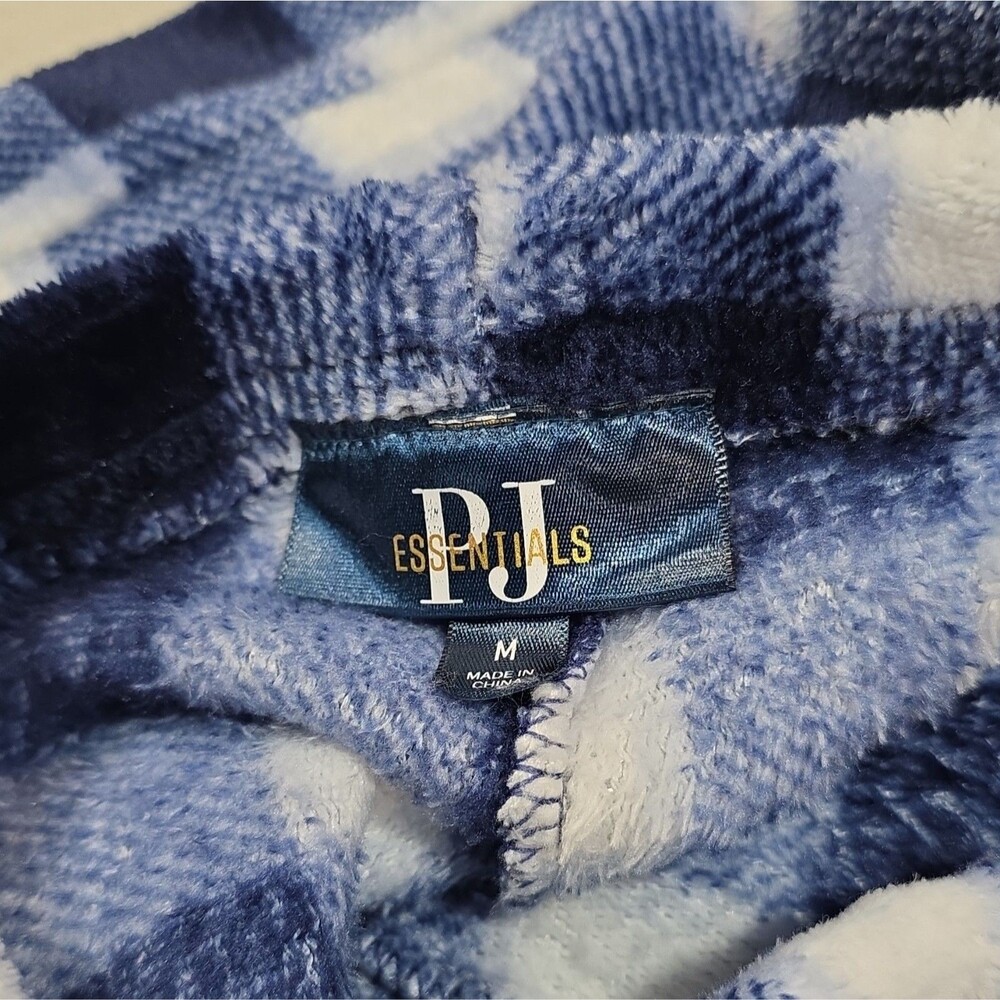 PJ Essentials Women's Fleece Plaid Pajama Pants M Blue/White Drawstring - Picture 4 of 7